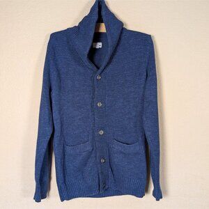 Sonoma Men's Grandpa Cardigan Shawl Neck M Navy Blue Chunky Knit Textured